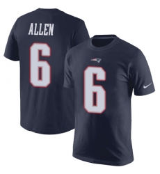 Nike New England Patriots #6 Ryan Allen Navy Blue Rush Pride Name & Number T-Shirt