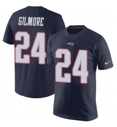 Nike New England Patriots #24 Stephon Gilmore Navy Blue Rush Pride Name & Number T-Shirt