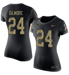 Women's Nike New England Patriots #24 Stephon Gilmore Black Camo Salute to Service T-Shirt