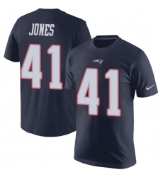 Nike New England Patriots #41 Cyrus Jones Navy Blue Rush Pride Name & Number T-Shirt