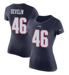 Women's Nike New England Patriots #46 James Develin Navy Blue Rush Pride Name & Number T-Shirt