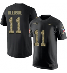 Nike New England Patriots #11 Drew Bledsoe Black Camo Salute to Service T-Shirt