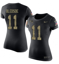 Women's Nike New England Patriots #11 Drew Bledsoe Black Camo Salute to Service T-Shirt