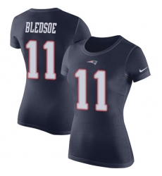 Women's Nike New England Patriots #11 Drew Bledsoe Navy Blue Rush Pride Name & Number T-Shirt