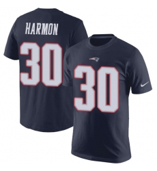 Nike New England Patriots #30 Duron Harmon Navy Blue Rush Pride Name & Number T-Shirt