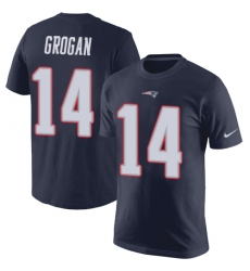 Nike New England Patriots #14 Steve Grogan Navy Blue Rush Pride Name & Number T-Shirt