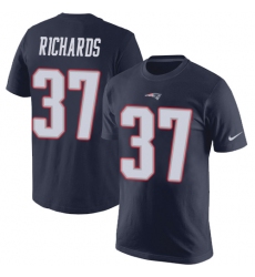 Nike New England Patriots #37 Jordan Richards Navy Blue Rush Pride Name & Number T-Shirt