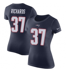 Women's Nike New England Patriots #37 Jordan Richards Navy Blue Rush Pride Name & Number T-Shirt