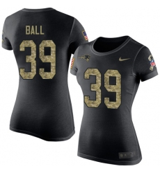 Women's Nike New England Patriots #39 Montee Ball Black Camo Salute to Service T-Shirt