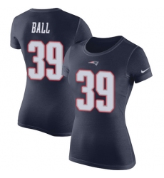 Women's Nike New England Patriots #39 Montee Ball Navy Blue Rush Pride Name & Number T-Shirt