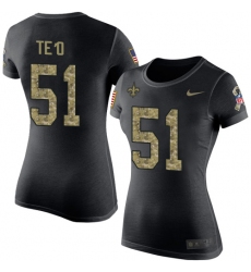 Women's Nike New Orleans Saints #51 Manti Te'o Black Camo Salute to Service T-Shirt