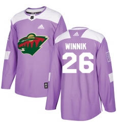 Youth Adidas Minnesota Wild #26 Daniel Winnik Authentic Purple Fights Cancer Practice NHL Jersey