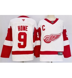 Men's Detroit Red Wings #9 Gordie Howe White 2024-25 Stitched Jersey