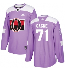 Men's Adidas Ottawa Senators #71 Gabriel Gagne Authentic Purple Fights Cancer Practice NHL Jersey