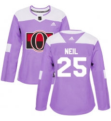 Women's Adidas Ottawa Senators #25 Chris Neil Authentic Purple Fights Cancer Practice NHL Jersey