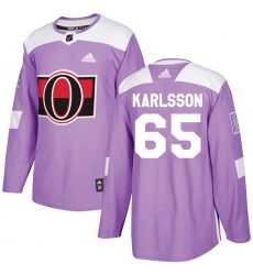 Men's Adidas Ottawa Senators #65 Erik Karlsson Authentic Purple Fights Cancer Practice NHL Jersey