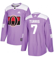 Men's Adidas Ottawa Senators #7 Kyle Turris Authentic Purple Fights Cancer Practice NHL Jersey