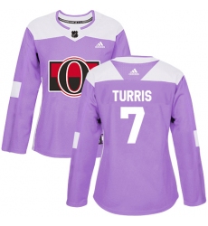 Women's Adidas Ottawa Senators #7 Kyle Turris Authentic Purple Fights Cancer Practice NHL Jersey