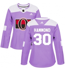 Women's Adidas Ottawa Senators #30 Andrew Hammond Authentic Purple Fights Cancer Practice NHL Jersey