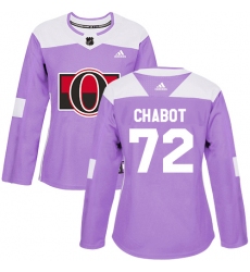 Women's Adidas Ottawa Senators #72 Thomas Chabot Authentic Purple Fights Cancer Practice NHL Jersey