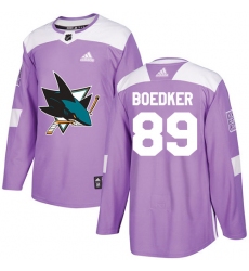 Men's Adidas San Jose Sharks #89 Mikkel Boedker Authentic Purple Fights Cancer Practice NHL Jersey