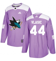 Men's Adidas San Jose Sharks #44 Marc-Edouard Vlasic Authentic Purple Fights Cancer Practice NHL Jersey