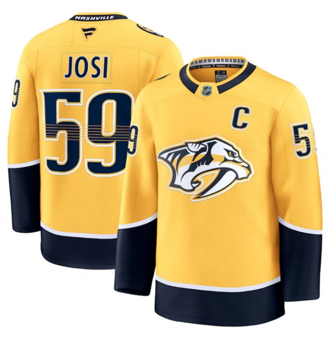 Men's Nashville Predators #59 Roman Josi Gold 2024-25 Home Stitched Hockey Jersey