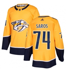 Men's Adidas Nashville Predators #74 Juuse Saros Authentic Gold Home NHL Jersey