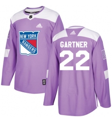 Youth Adidas New York Rangers #22 Mike Gartner Authentic Purple Fights Cancer Practice NHL Jersey