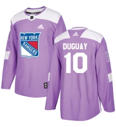 Youth Adidas New York Rangers #10 Ron Duguay Authentic Purple Fights Cancer Practice NHL Jersey