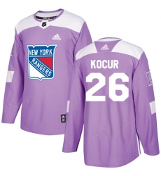 Men's Adidas New York Rangers #26 Joe Kocur Authentic Purple Fights Cancer Practice NHL Jersey