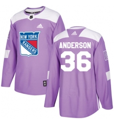 Men's Adidas New York Rangers #36 Glenn Anderson Authentic Purple Fights Cancer Practice NHL Jersey