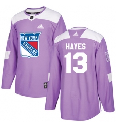 Men's Adidas New York Rangers #13 Kevin Hayes Authentic Purple Fights Cancer Practice NHL Jersey