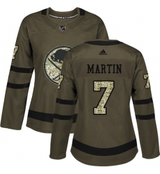 Women's Adidas Buffalo Sabres #7 Rick Martin Authentic Green Salute to Service NHL Jersey
