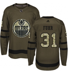 Youth Adidas Edmonton Oilers #31 Grant Fuhr Authentic Green Salute to Service NHL Jersey