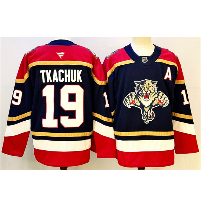 Men's Florida Panthers #19 Matthew Tkachuk Black 2024-25 Home With A Stitched Hockey Jersey