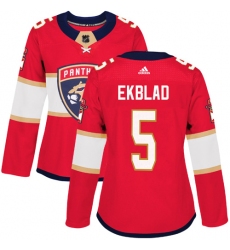Women's Adidas Florida Panthers #5 Aaron Ekblad Premier Red Home NHL Jersey