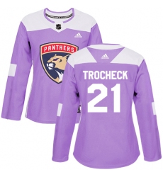 Women's Adidas Florida Panthers #21 Vincent Trocheck Authentic Purple Fights Cancer Practice NHL Jersey