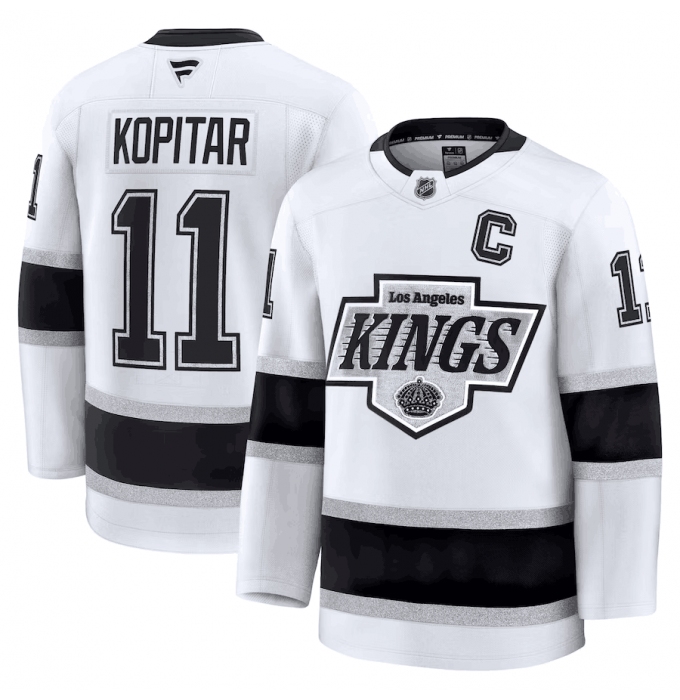 Men's Los Angeles Kings #11 Anze Kopitar White 2024-25 Away Stitched Hockey Jersey