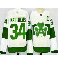 Men's Toronto Maple Leafs #34 Auston Matthews White St Pats Authentic Jersey