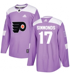 Men's Adidas Philadelphia Flyers #17 Wayne Simmonds Authentic Purple Fights Cancer Practice NHL Jersey