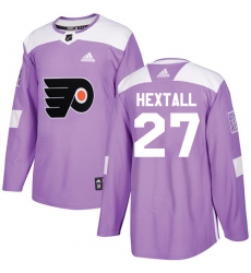 Men's Adidas Philadelphia Flyers #27 Ron Hextall Authentic Purple Fights Cancer Practice NHL Jersey