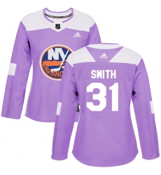 Women's Adidas New York Islanders #31 Billy Smith Authentic Purple Fights Cancer Practice NHL Jersey