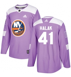 Men's Adidas New York Islanders #41 Jaroslav Halak Authentic Purple Fights Cancer Practice NHL Jersey