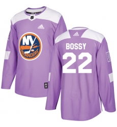 Men's Adidas New York Islanders #22 Mike Bossy Authentic Purple Fights Cancer Practice NHL Jersey