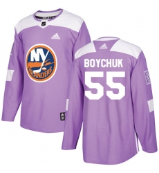 Youth Adidas New York Islanders #55 Johnny Boychuk Authentic Purple Fights Cancer Practice NHL Jersey