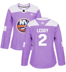 Women's Adidas New York Islanders #2 Nick Leddy Authentic Purple Fights Cancer Practice NHL Jersey