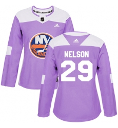 Women's Adidas New York Islanders #29 Brock Nelson Authentic Purple Fights Cancer Practice NHL Jersey