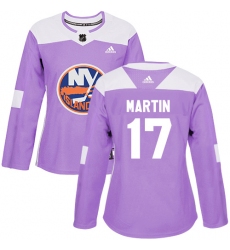 Women's Adidas New York Islanders #17 Matt Martin Authentic Purple Fights Cancer Practice NHL Jersey