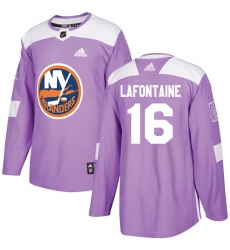 Youth Adidas New York Islanders #16 Pat LaFontaine Authentic Purple Fights Cancer Practice NHL Jersey